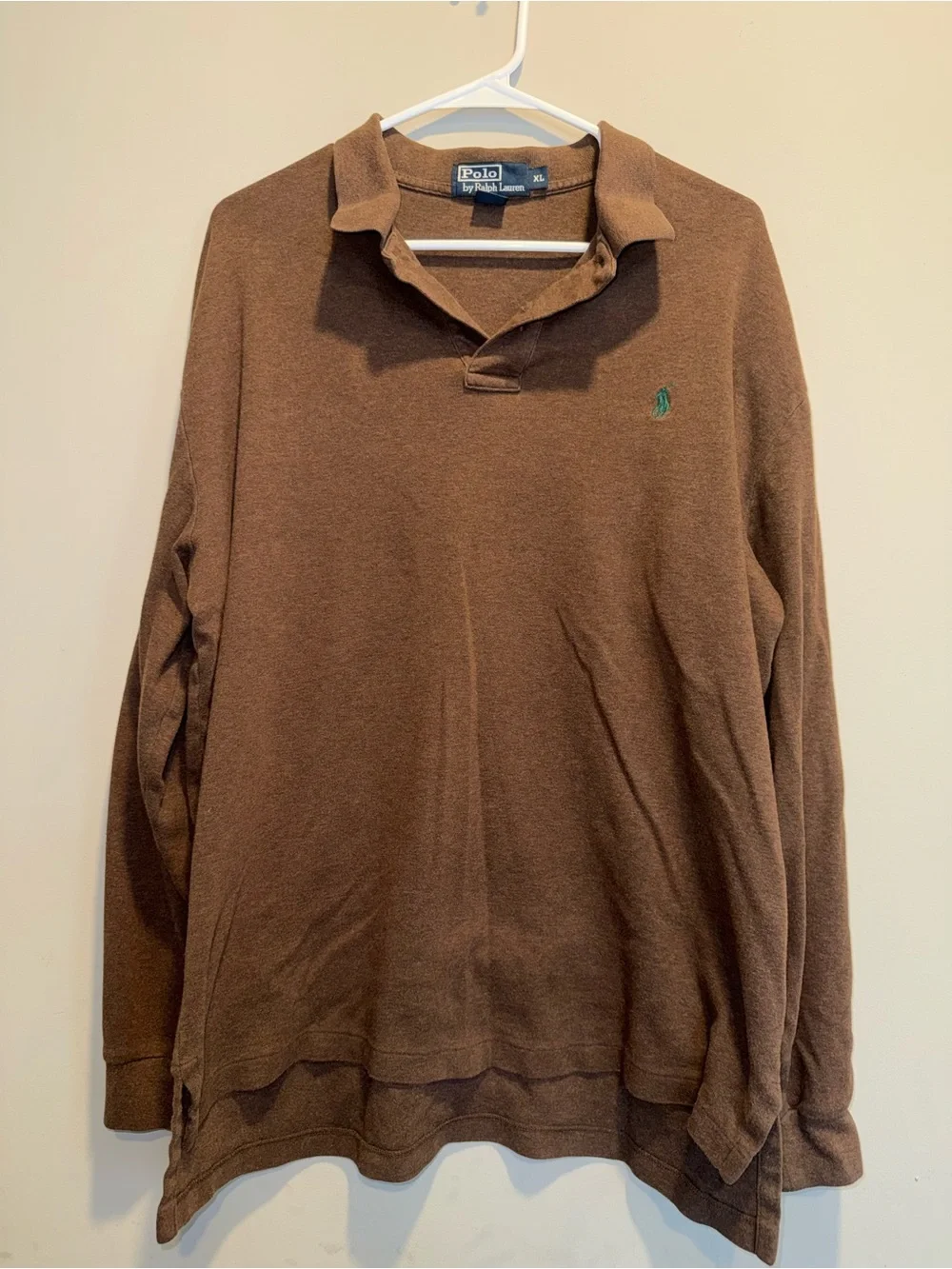 Ralph Lauren Brown Long-Sleeve Polo with Green Pony